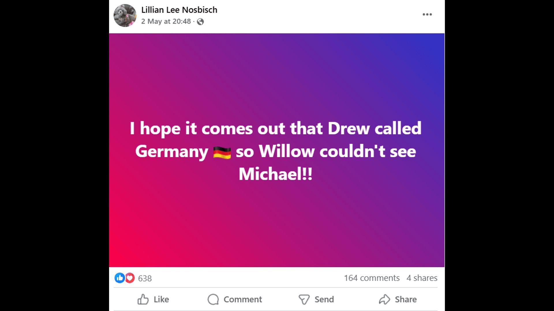 A Facebook post about Drew (Image via Facebook/General Hospital Fans - Official)